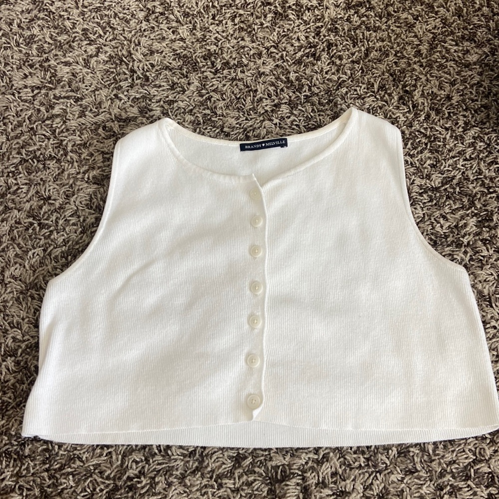 Brandy Melville White Button Tank